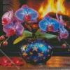 blue and pink orchid vase Diamond Dotz