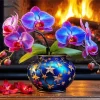 blue and pink orchid vase Diamond Dotz