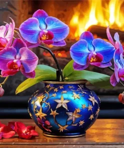 blue and pink orchid vase Diamond Dotz