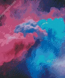 blue and pink smoke Diamond With Numbers