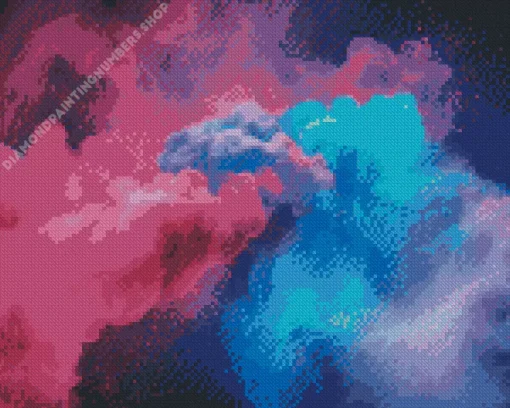 blue and pink smoke Diamond With Numbers