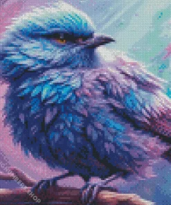 blue and purple bird on twig Diamond Paintings