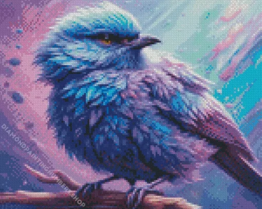 blue and purple bird on twig Diamond Paintings