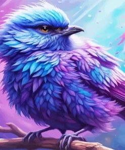 blue and purple bird on twig Diamond Paintings