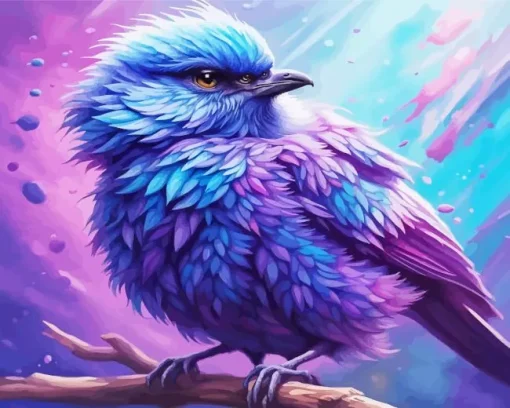 blue and purple bird on twig Diamond Paintings
