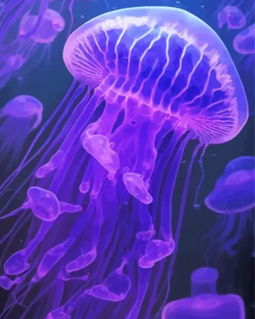 blue and purple jellyfish Diamond Paintings