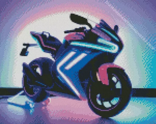 blue and purple motorcycle Diamond Dotz