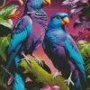 blue and purple parrots Diamond Paintings