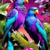 blue and purple parrots Diamond Paintings