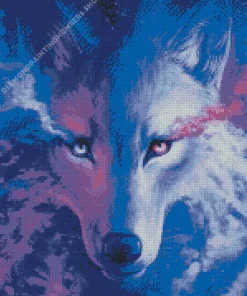 blue and purple wolf Diamond Dotz