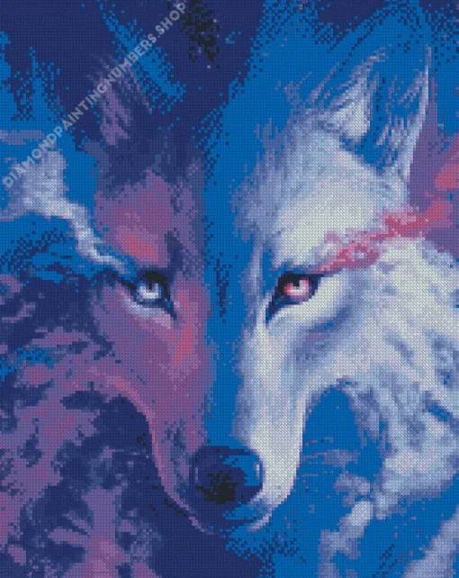 blue and purple wolf Diamond Dotz