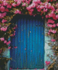 blue door flowers Diamond Paintings
