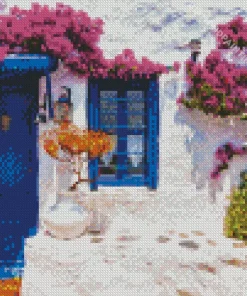 blue door greece Diamond Paintings