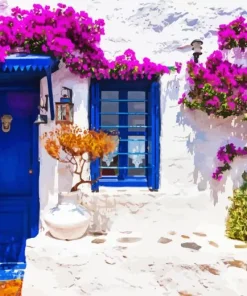 blue door greece Diamond Paintings