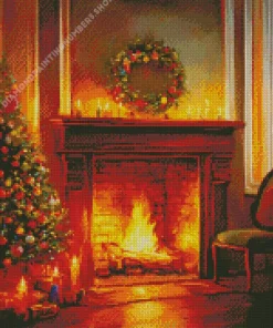 fireplace romantic art Diamond Paints