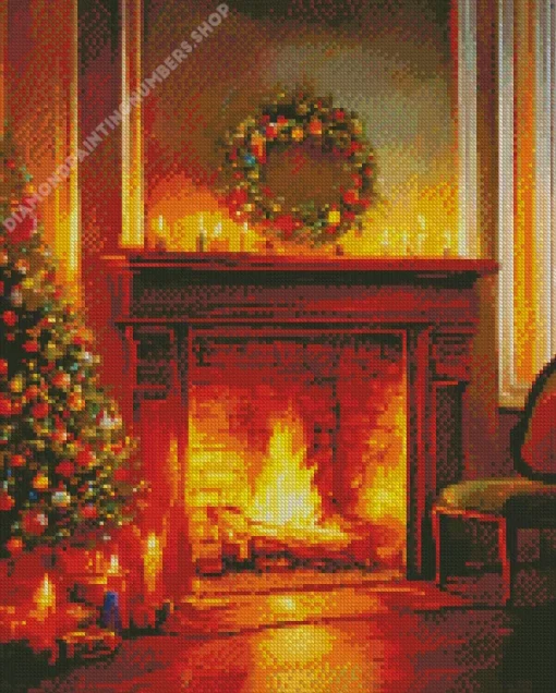 fireplace romantic art Diamond Paints