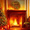 fireplace romantic art Diamond Paints