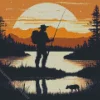 fishing silhouette poster Diamond Paints