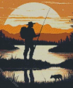 fishing silhouette poster Diamond Paints