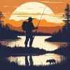 fishing silhouette poster Diamond Paints