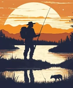 fishing silhouette poster Diamond Paints