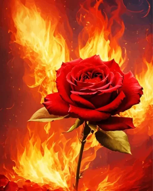 flame rose Diamond Paints