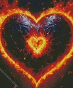 flaming heart Diamond With Numbers