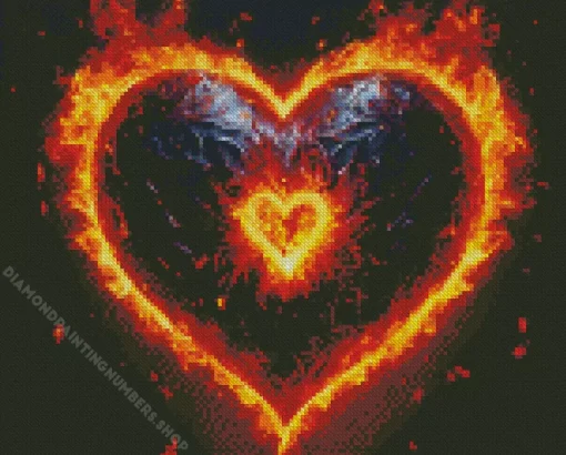 flaming heart Diamond With Numbers