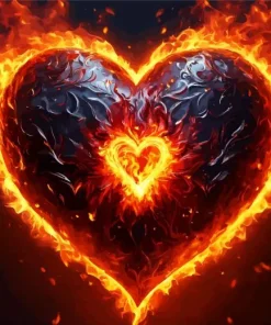 flaming heart Diamond With Numbers