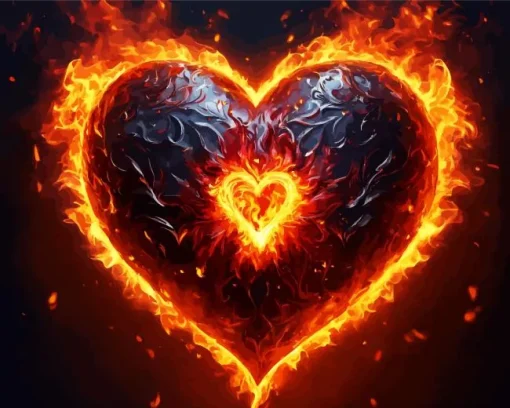 flaming heart Diamond With Numbers
