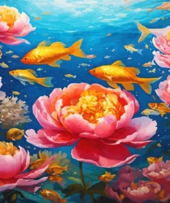 floral golden fish Diamond Paints