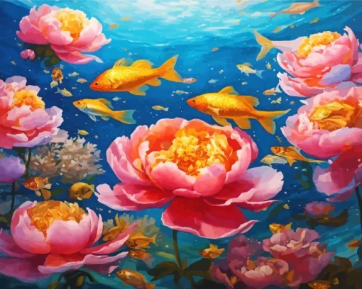 floral golden fish Diamond Paints