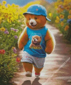 flowers and teddy bear Diamond Paints