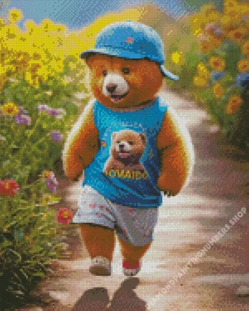 flowers and teddy bear Diamond Paints