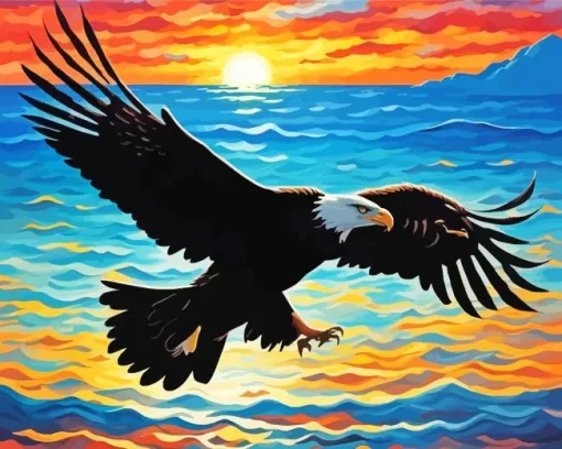 flying eagle sunset Diamond Paintings