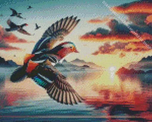 flying mandarin duck Diamond Paintings
