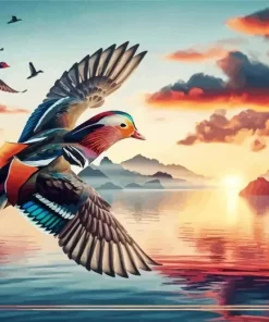 flying mandarin duck Diamond Paintings