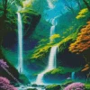 forest waterfall art Diamond Dotz