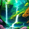 forest waterfall art Diamond Dotz