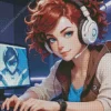 gamer girl Diamond With Numbers