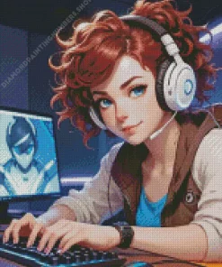 gamer girl Diamond With Numbers