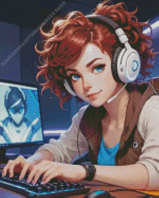 gamer girl Diamond With Numbers