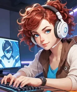 gamer girl Diamond With Numbers