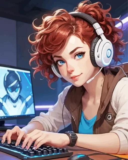 gamer girl Diamond With Numbers