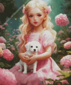 girl and dog art Diamond Paints