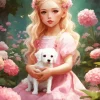 girl and dog art Diamond With Numbers