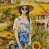 girl and sunflower Diamond Paints