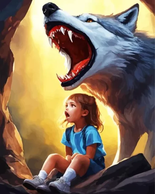 girl and wolf anime Diamond Paints