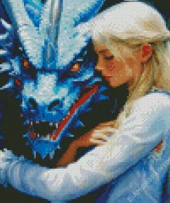 girl hugging a dragon Diamond With Numbers