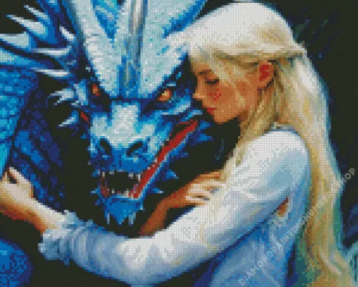girl hugging a dragon Diamond With Numbers